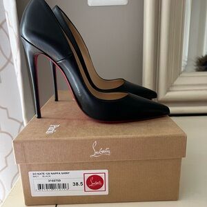 SOLD OUT ON THE WEBSITE- Christian Louboutin Black Nappa So Kate Heels
